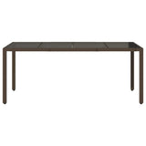 Garden Table with Glass Top Brown 190x90x75 cm Poly Rattan 365593