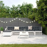 7 Piece Garden Lounge Set White Solid Wood Pine 3250617