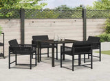 Garden Dining Set 5 pcs Black Poly Rattan 3380745