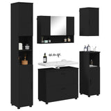 Bathroom Furniture Set 5 pcs Black Engineered Wood and Metal 3393064