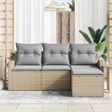 Sofa Set with Cushion 4 pcs Beige and Light Grey Poly Rattan 3354659