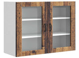 Wall Glass Cabinet PORTO Old Wood 80 x 31 x 80 cm 885423