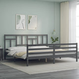 Bed Frame without Mattress Grey 200x200 cm Solid Wood 3194983