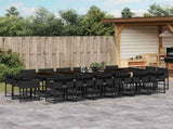 17 Piece Garden Dining Set with Cushions Black Poly Rattan 3211423