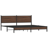 Metal Bed Frame without Mattress Brown Oak 193x203 cm 3301407