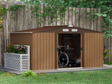 9 x 6ft Metal Garden Shed, Outdoor Storage Tool House with Ventilation Slots, Foundation Kit and T3398P325277