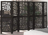 Room Divider 6 Panels Black Solid Wood Paulownia 358761