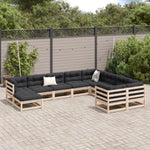 ZNTS 10 Piece Garden Sofa Set Solid Wood Pine 3299636