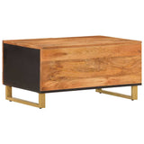 Coffee Table Brown and Black 80x50x40 cm Solid Wood Mango 356788
