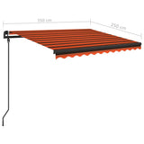 Manual Retractable Awning with LED 3.5x2.5 m Orange and Brown 3070125