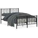 Metal Bed Frame without Mattress with Footboard Black 120x200cm 374453