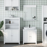 3 Piece Bathroom Furniture Set BERG White Solid Wood Pine 3206498
