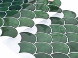 Fish Scale Tile 50 pcs Dark Green 30 x 30 cm 42046218