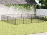 Dog Playpen 16 Panels Black Galvanised Steel 3209555