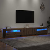 TV Cabinet with LED Lights Artisan Oak 260x35x40 cm Engineered Wood 3329168
