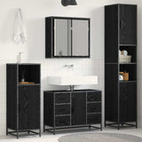 Bathroom Furniture Set 3 pcs Black Oak Engineered Wood 3402562