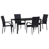 Garden Dining Set 5 pcs Black Powder-Coated Steel 3379404