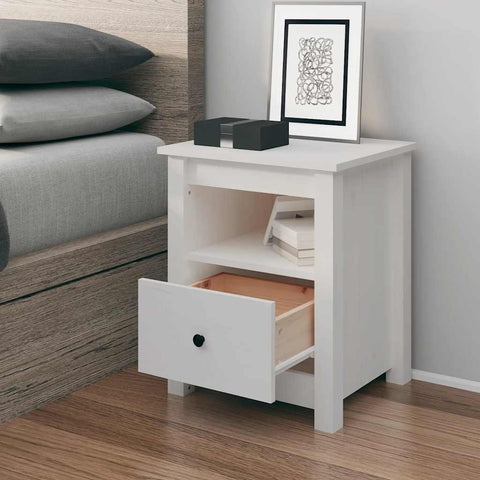Bedside Cabinet White 40x35x49 cm Solid Wood Pine 813711