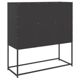 Highboard Black Steel Medium Highboard Rectangular Industrial 846536