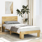 Bed Frame with Headboard without Mattress 100x200 cm Solid Wood Oak 3315720