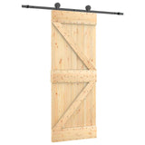 Sliding Door Natural and Black 70 x 210 cm Solid Pine Wood 3444969
