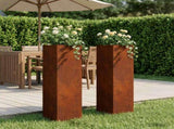 Garden Planter 2 pcs Rusty 20 x 20 x 75 cm Weathering Steel 8005329
