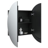 Bathroom Cabinet with Round Mirror&LED Black 54x54x17.5 cm 345588