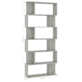 Book Cabinet/Room Divider Concrete Grey 80x24x192 cm Engineered Wood 800094