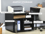 Multi-Storage Printer Stand Unit Office Desk Side Mobile Storage w/ Wheels Modern Style 60L x 50W x T3398P340956