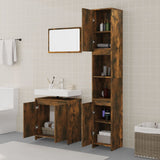 3 Piece Bathroom Furniture Set Smoked Oak Engineered Wood 3152719