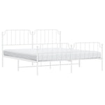 ZNTS Metal Bed Frame with Headboard and Footboard White 160x200 cm 373957