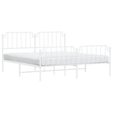 ZNTS Metal Bed Frame with Headboard and Footboard White 160x200 cm 373957