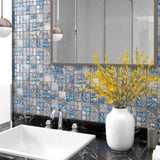 Mosaic Tiles 22 pcs Grey and Blue 30x30 cm Glass 327310