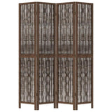 Room Divider 4 Panels Dark Brown Solid Wood Paulownia 358659
