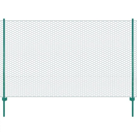 ZNTS Wire Mesh Fence with Posts Steel 25x2 m Green 144607