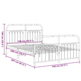Metal Bed Frame without Mattress with Footboard Black 140x200cm 376619