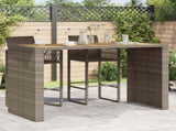 Garden Bar Table with Acacia Wood Top Grey 185x80x110 cm Poly Rattan 368701