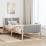 Bed frame Brown and light grey 90 x 190 cm Solid pine wood 878504