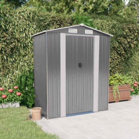 Garden Shed Light Grey 192x108x223 cm Galvanised Steel 319269