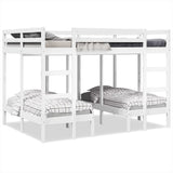 Triple Bunk Bed Frame White 140x200/70x140 cm Solid Wood Pine 3308578