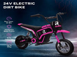 24V Electric Motorbike with Twist Grip Throttle, Music, Horn, 12" Pneumatic Tyres, 16km/h Max Speed T3398P348402