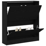 Shoe Cabinet Black Oak 80 x 21 x 87.5 cm Engineered Wood 862216