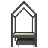 Kids Bed Frame with a Drawer Dark Grey Solid Pine Wood 70x140cm 322142