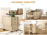 Six-Person Drop Leaf Dining Table, with Storage - Wood-Effect T3398P329436