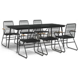 7 Piece Garden Dining Set Black PVC Rattan 3060271