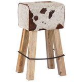 Bar Stool 2 pcs Brown and White 44 x 33 x 74 cm Real Leather 42042125