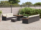 Garden Sofa Set with Cushion 14 pcs Black and Cream Poly Rattan 3364960