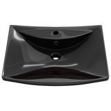 Black Luxury Ceramic Basin Rectangular with Overflow & Faucet Hole 140689