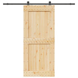 Sliding Door with Hardware Set 100x210 cm Solid Wood Pine 3332723