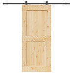 Sliding Door with Hardware Set 100x210 cm Solid Wood Pine 3332723